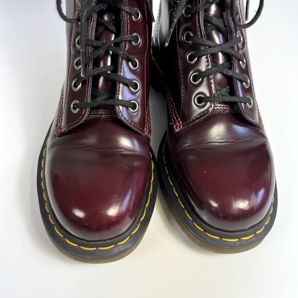 Dr. Martens Size 8 1460 Cherry Red Lace Up Combat Boots Vegan Patent Leather - Picture 7 of 14